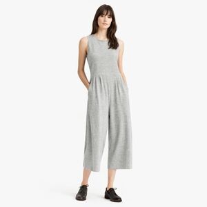 Eileen Fisher Organic Cotton Gray Jumpsuit Wide Leg Cropped Minimalist Pockets M